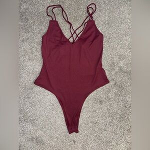 Burgundy Strappy Bodysuit